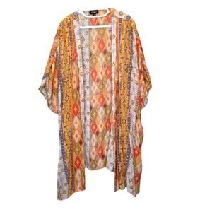 Boho Over the Hip Length Open Front Raw Edge Duster